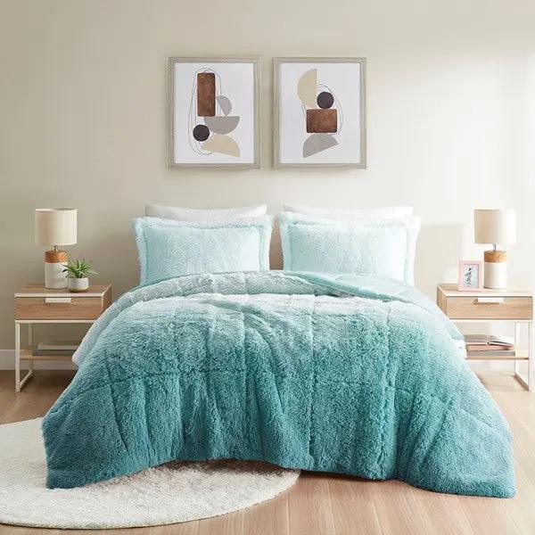 Brielle Ombre Shaggy Long Fur Comforter Mini Set - Gifts for You 'n Me