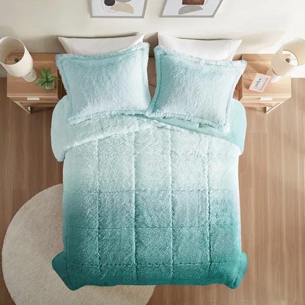 Brielle Ombre Shaggy Long Fur Comforter Mini Set - Gifts for You 'n Me