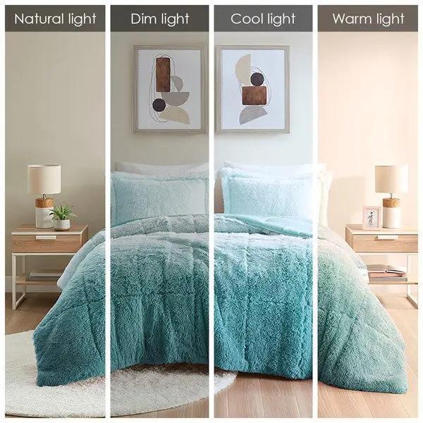 Brielle Ombre Shaggy Long Fur Comforter Mini Set - Gifts for You 'n Me