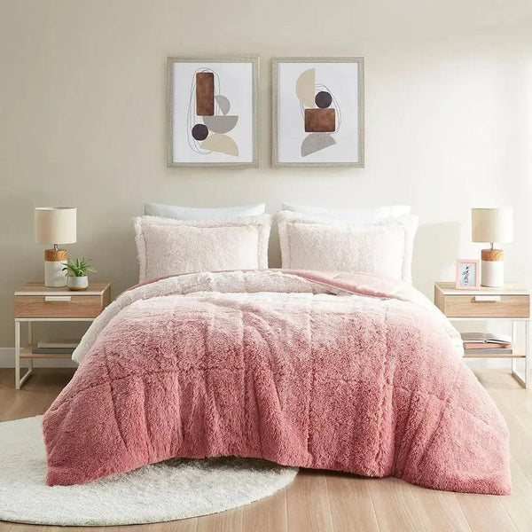 Brielle Ombre Shaggy Long Fur Comforter Mini Set - Gifts for You 'n Me