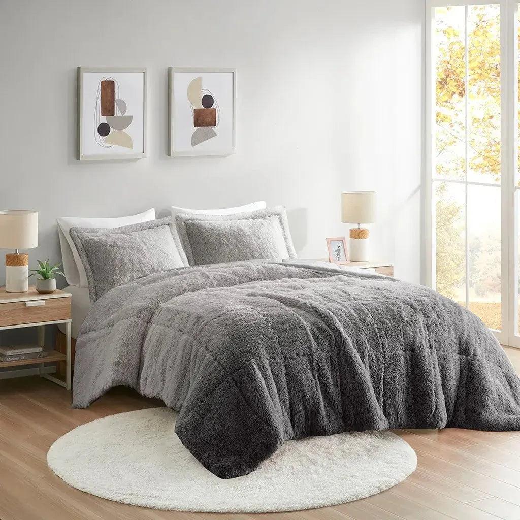 Brielle Ombre Shaggy Long Fur Comforter Mini Set - Gifts for You 'n Me