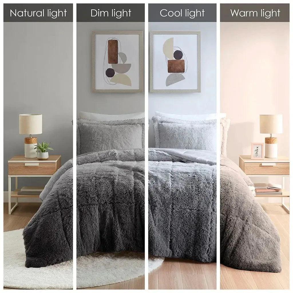 Brielle Ombre Shaggy Long Fur Comforter Mini Set - Gifts for You 'n Me