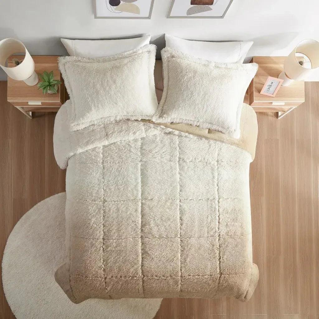 Brielle Ombre Shaggy Long Fur Comforter Mini Set - Gifts for You 'n Me