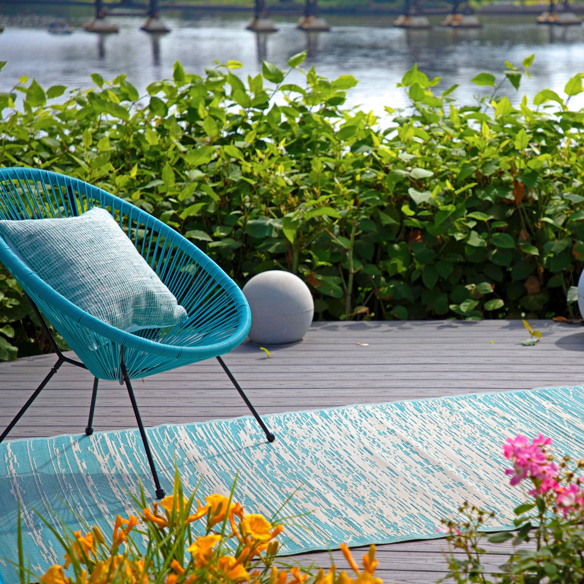 Brooklyn - Teal Outdoor Rug for Patio FINAL SALE