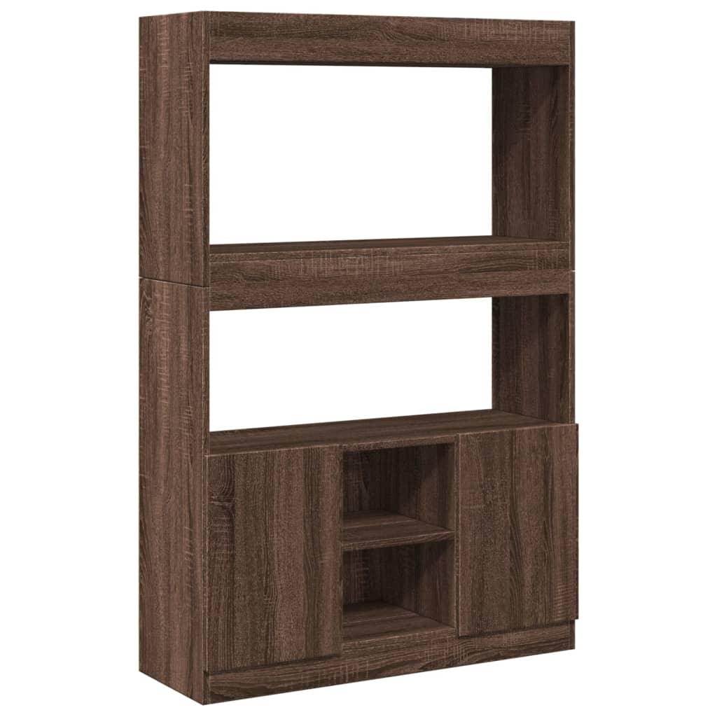 Brown Oak Highboard Cabinet with Modern Design