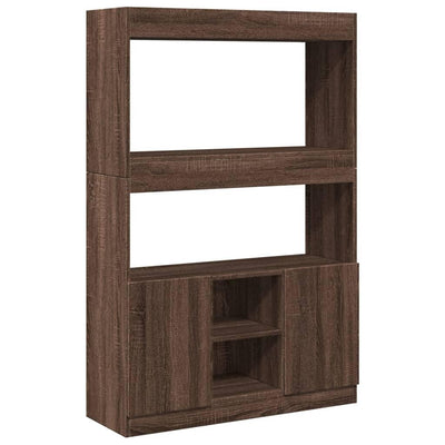 Brown Oak Highboard Cabinet with Modern Design