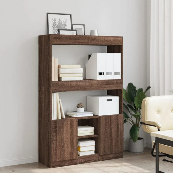 Brown Oak Highboard Cabinet with Modern Design