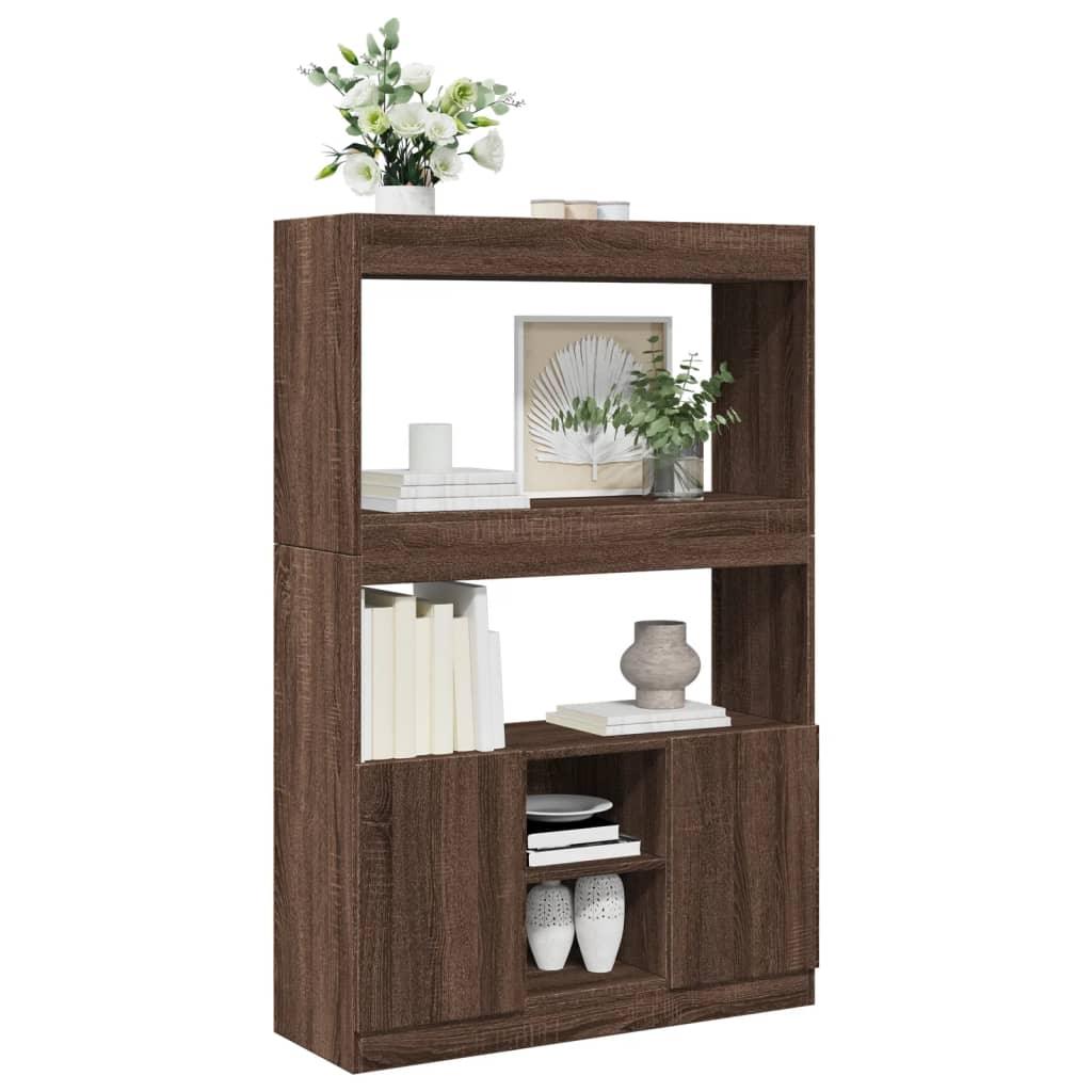 Brown Oak Highboard Cabinet with Modern Design