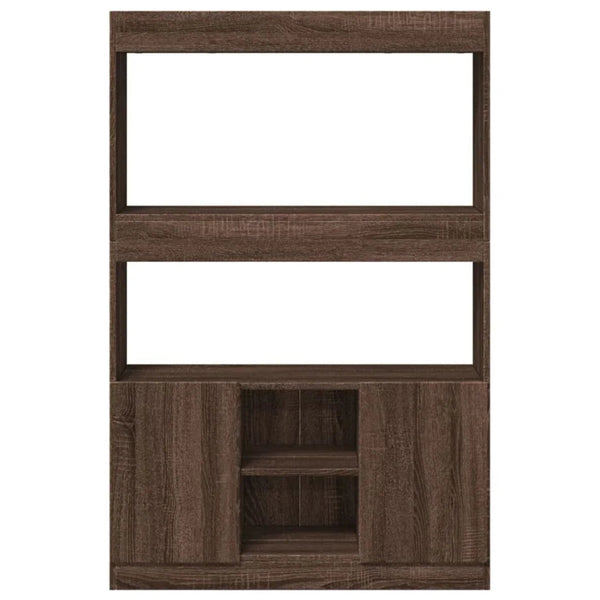 Brown Oak Highboard Cabinet with Modern Design