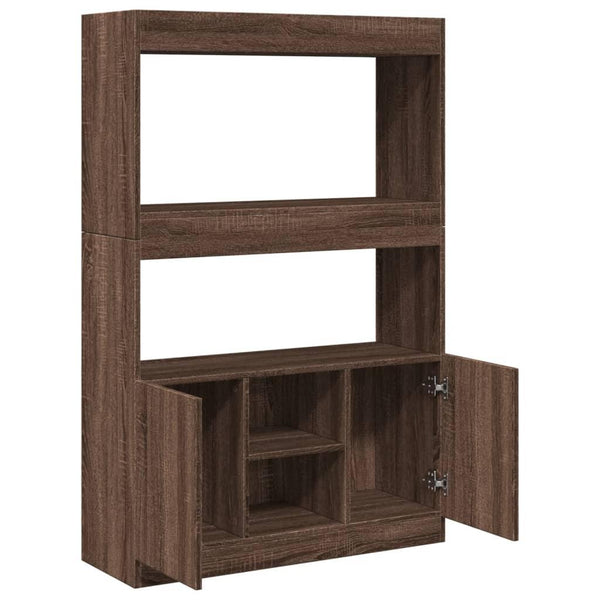 Brown Oak Highboard Cabinet with Modern Design