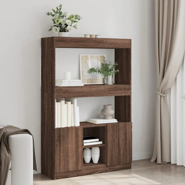 Brown Oak Highboard Cabinet with Modern Design