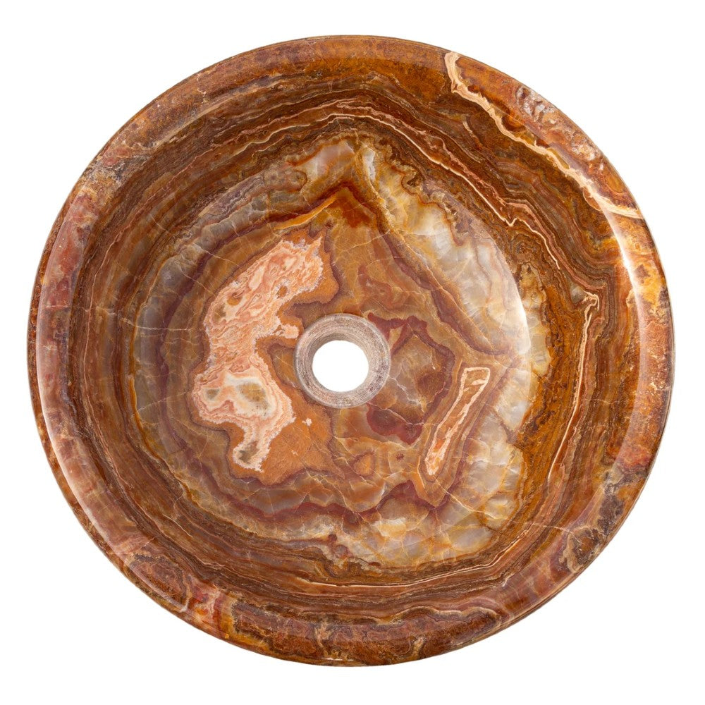 Brown Onyx Translucent Natural Stone Drop-in Vessel Sink Polished  (D)16