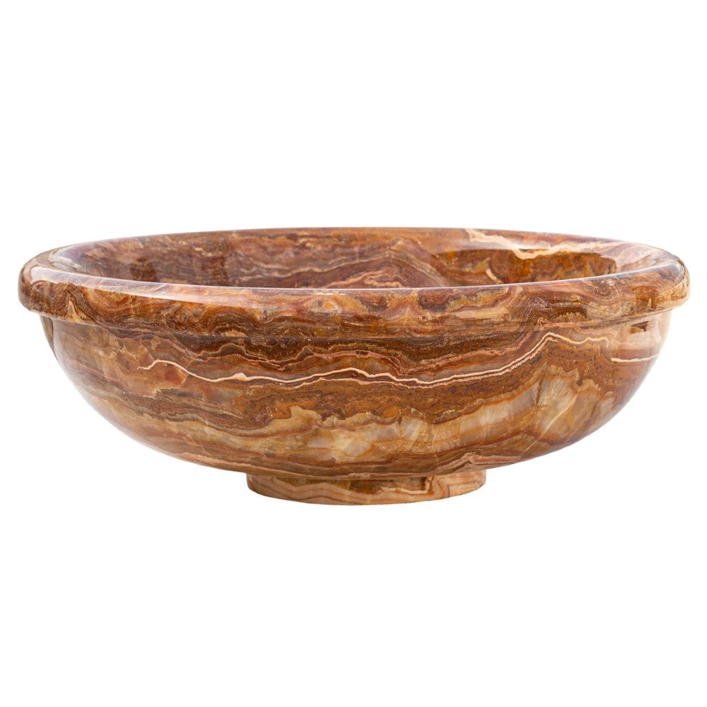 Brown Onyx Translucent Natural Stone Drop-in Vessel Sink Polished  (D)16