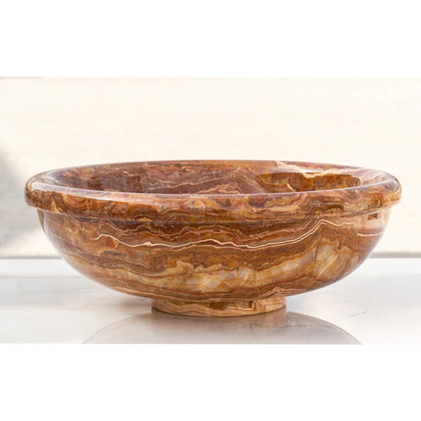 Brown Onyx Translucent Natural Stone Drop-in Vessel Sink Polished  (D)16