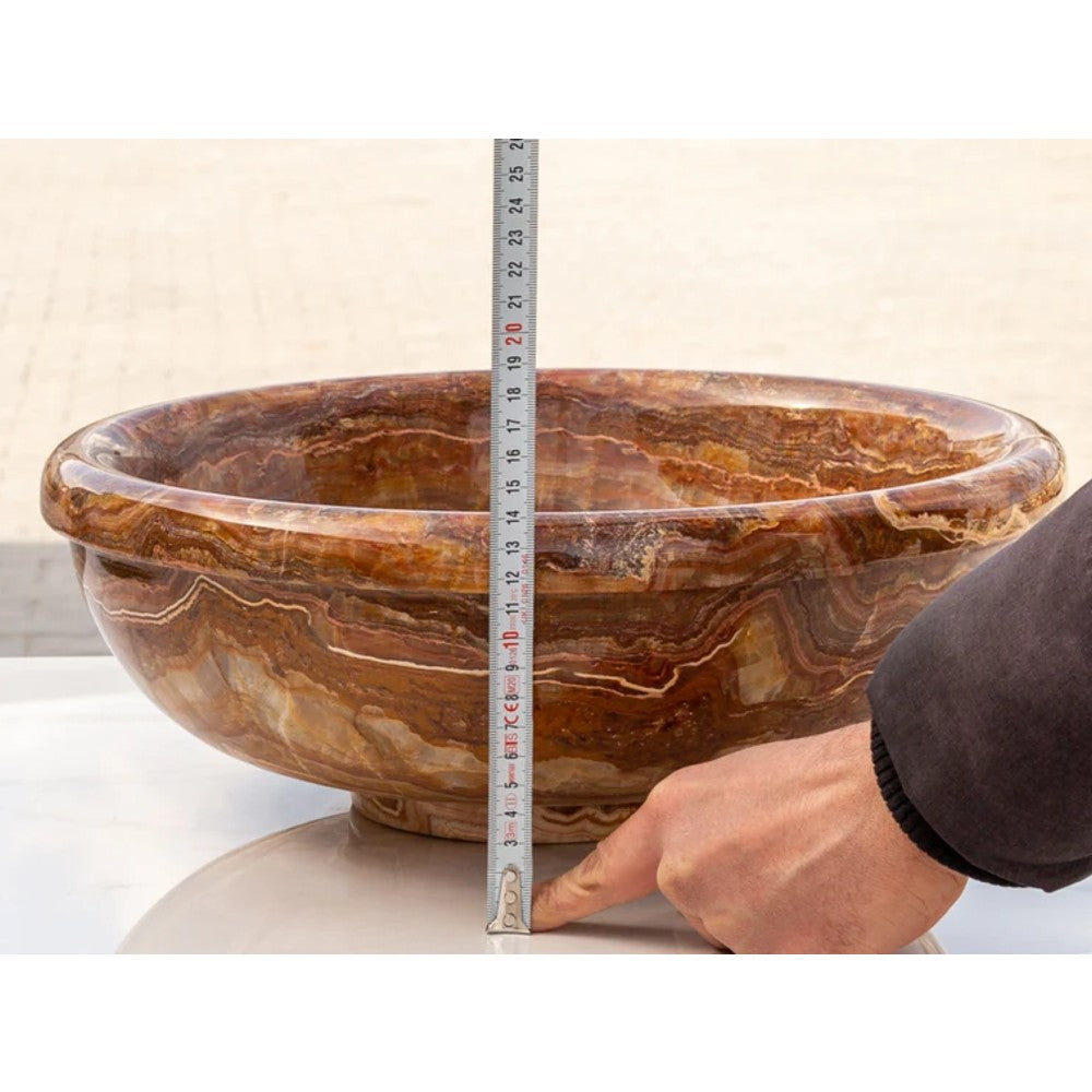 Brown Onyx Translucent Natural Stone Drop-in Vessel Sink Polished  (D)16