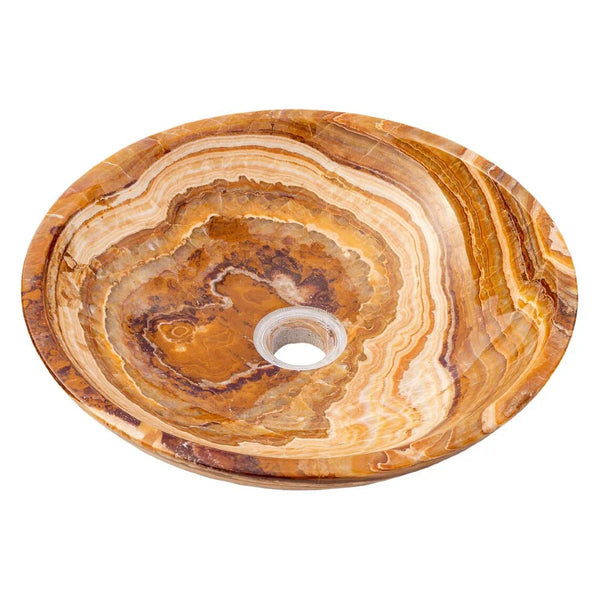 Brown Onyx Translucent Natural Stone Above Vanity Vessel Sink Polished (D)16