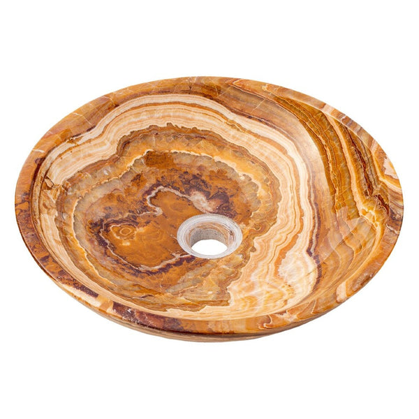 Brown Onyx Translucent Natural Stone Vessel Bowl Sink Polished  (D)16