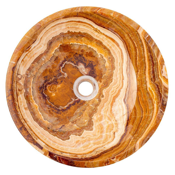 Brown Onyx Translucent Natural Stone Vessel Bowl Sink Polished  (D)16