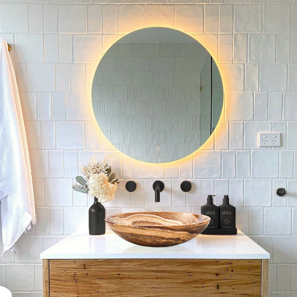 Brown Onyx Translucent Natural Stone Vessel Bowl Sink Polished  (D)16