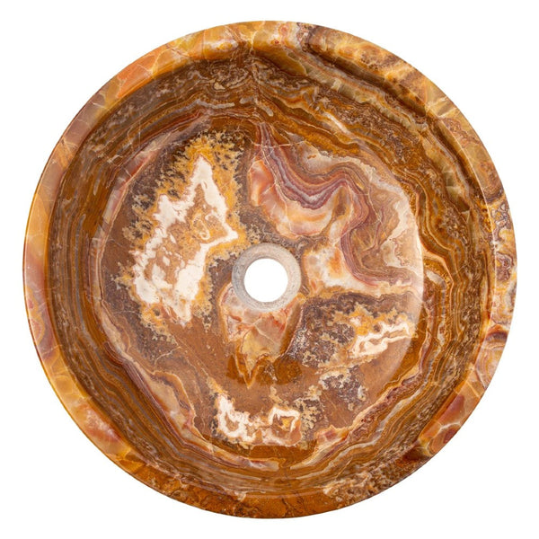 Brown Onyx Translucent Natural Stone Vessel Sink Polished  (D)16