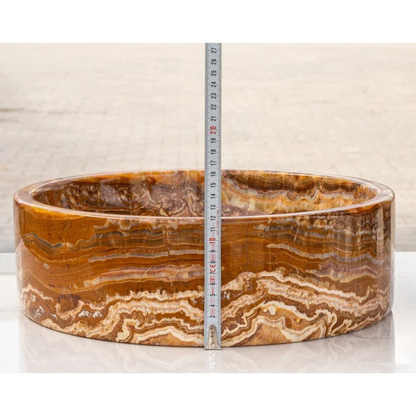 Brown Onyx Translucent Natural Stone Vessel Sink Polished  (D)16