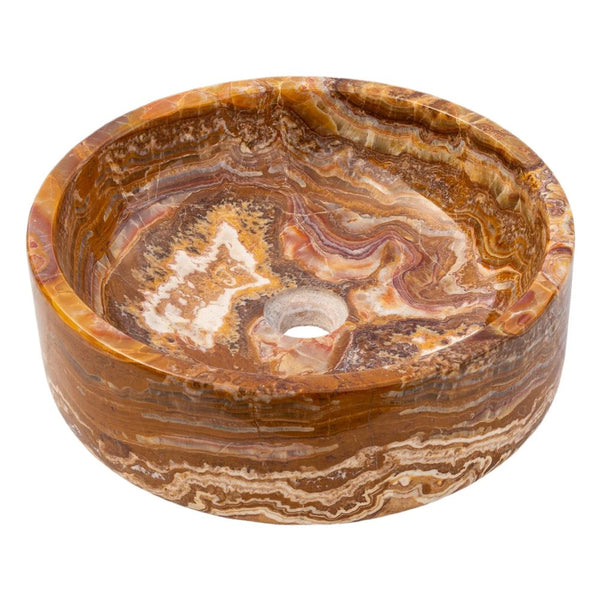 Brown Onyx Translucent Natural Stone Vessel Sink Polished  (D)16
