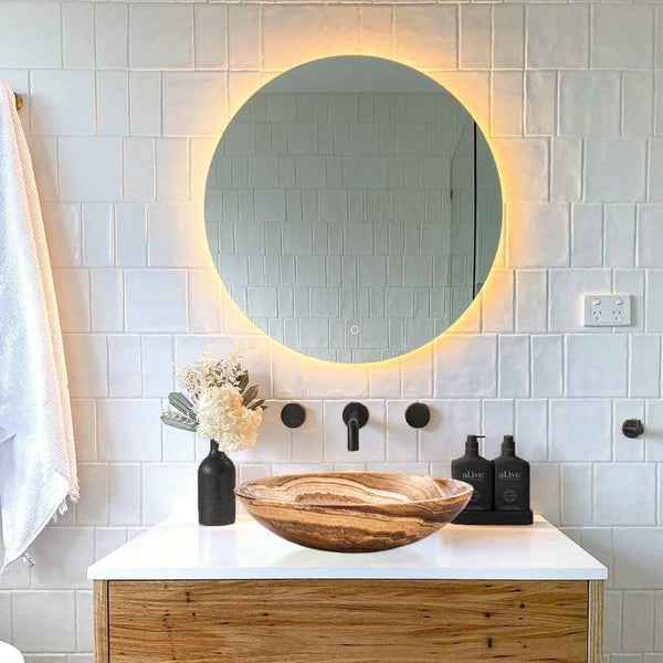 Brown Onyx Translucent Natural Stone Above Vanity Vessel Sink Polished (D)16