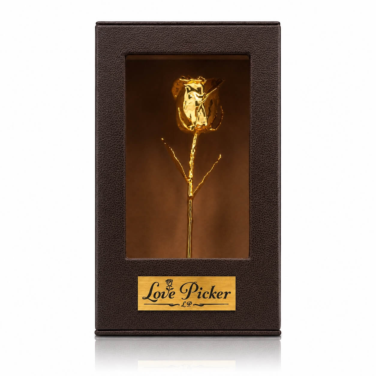 24K Gold Rose in Standing Clear Window Display Box | LovePicker