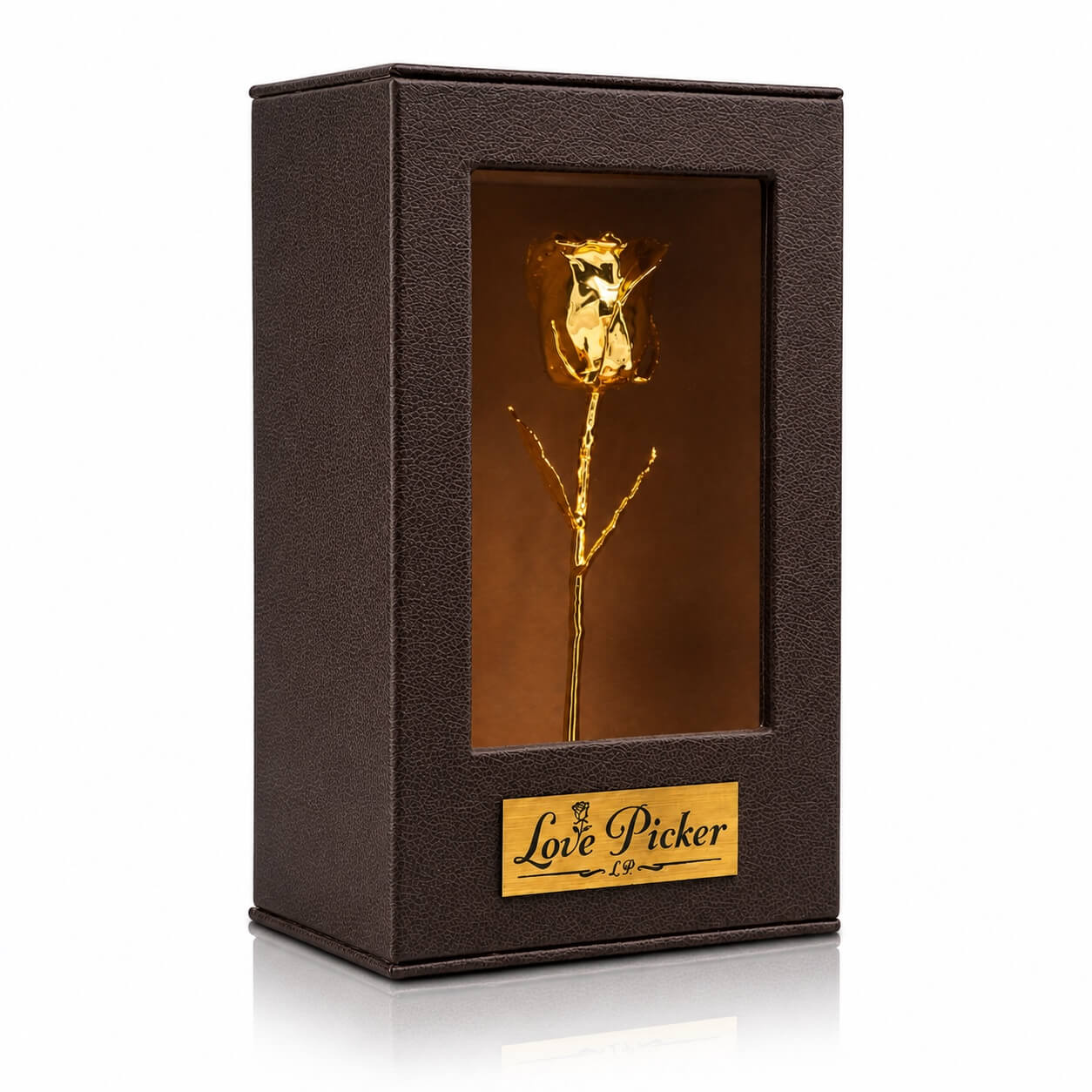 24K Gold Rose in Standing Clear Window Display Box | LovePicker