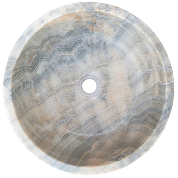 Natural Stone Bubble Gray Translucent Onyx Vessel Sink Polished (D)16