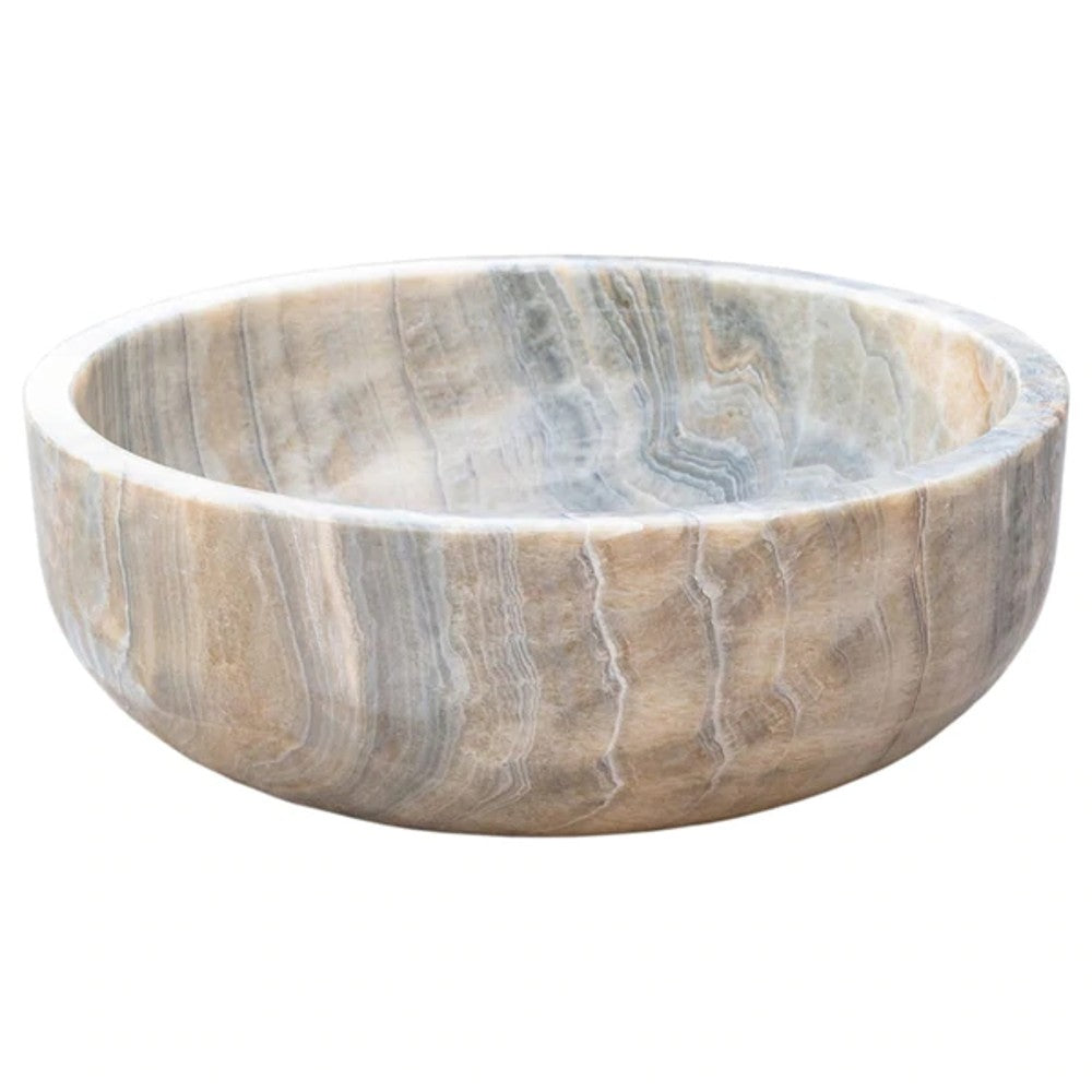 Natural Stone Bubble Gray Translucent Onyx Vessel Sink Polished (D)16