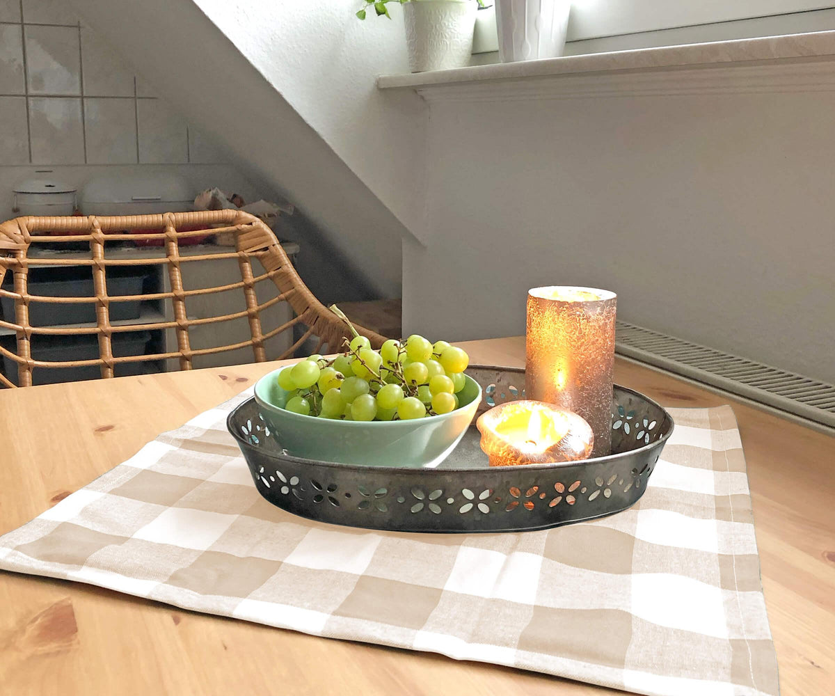 Beige Plaid Napkins
