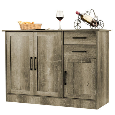 Buffet Storage Cabinet Kitchen Sideboard with 2 Drawers-Gray