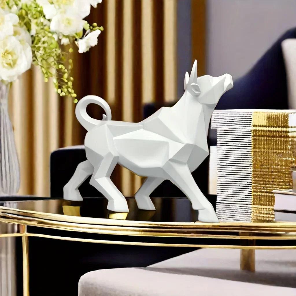 Bull Figurine - Golden Abstract Sculpture