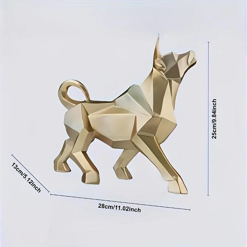 Bull Figurine - Golden Abstract Sculpture