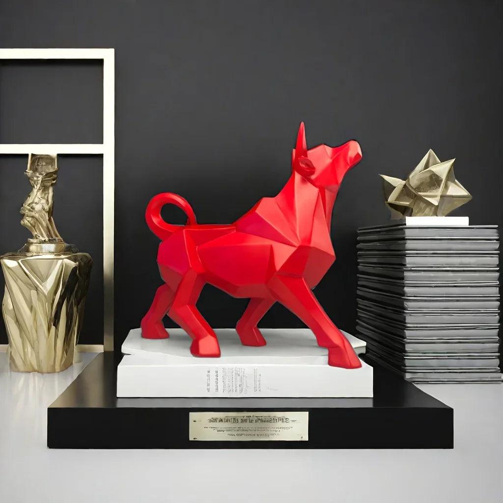 Bull Figurine - Golden Abstract Sculpture