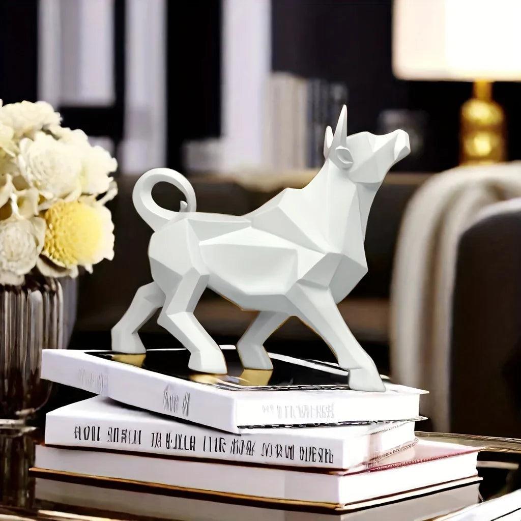 Bull Figurine - Golden Abstract Sculpture