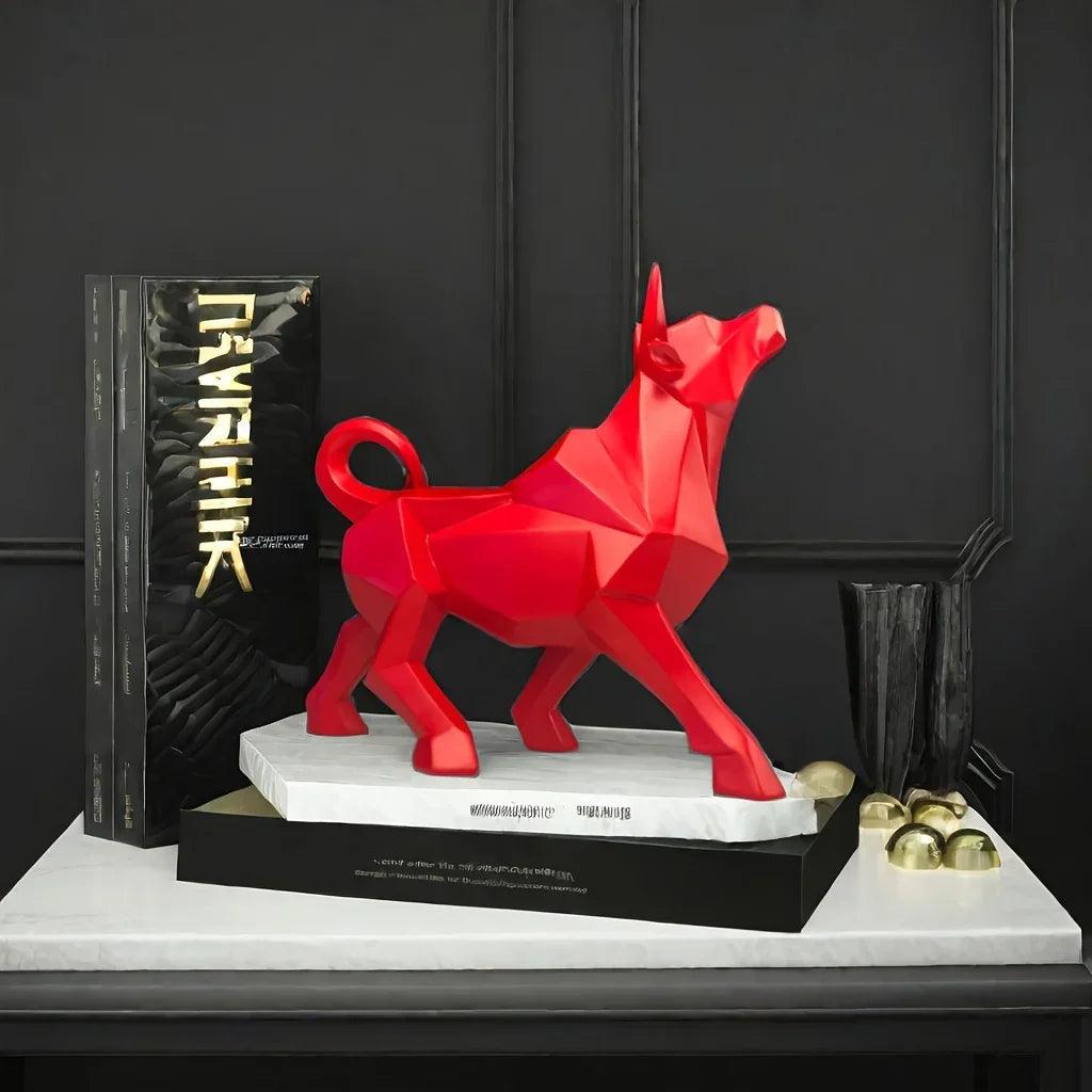 Bull Figurine - Golden Abstract Sculpture