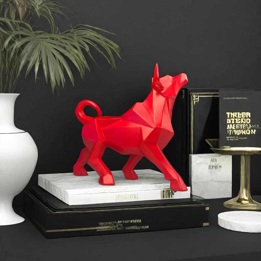 Bull Figurine - Golden Abstract Sculpture