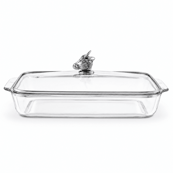 Bull / Steer Lid with Pyrex 3 quart Baking Dish