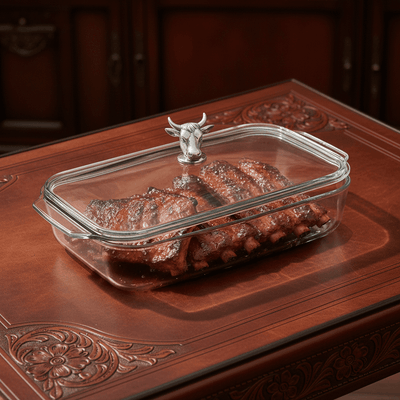 Bull / Steer Lid with Pyrex 3 quart Baking Dish