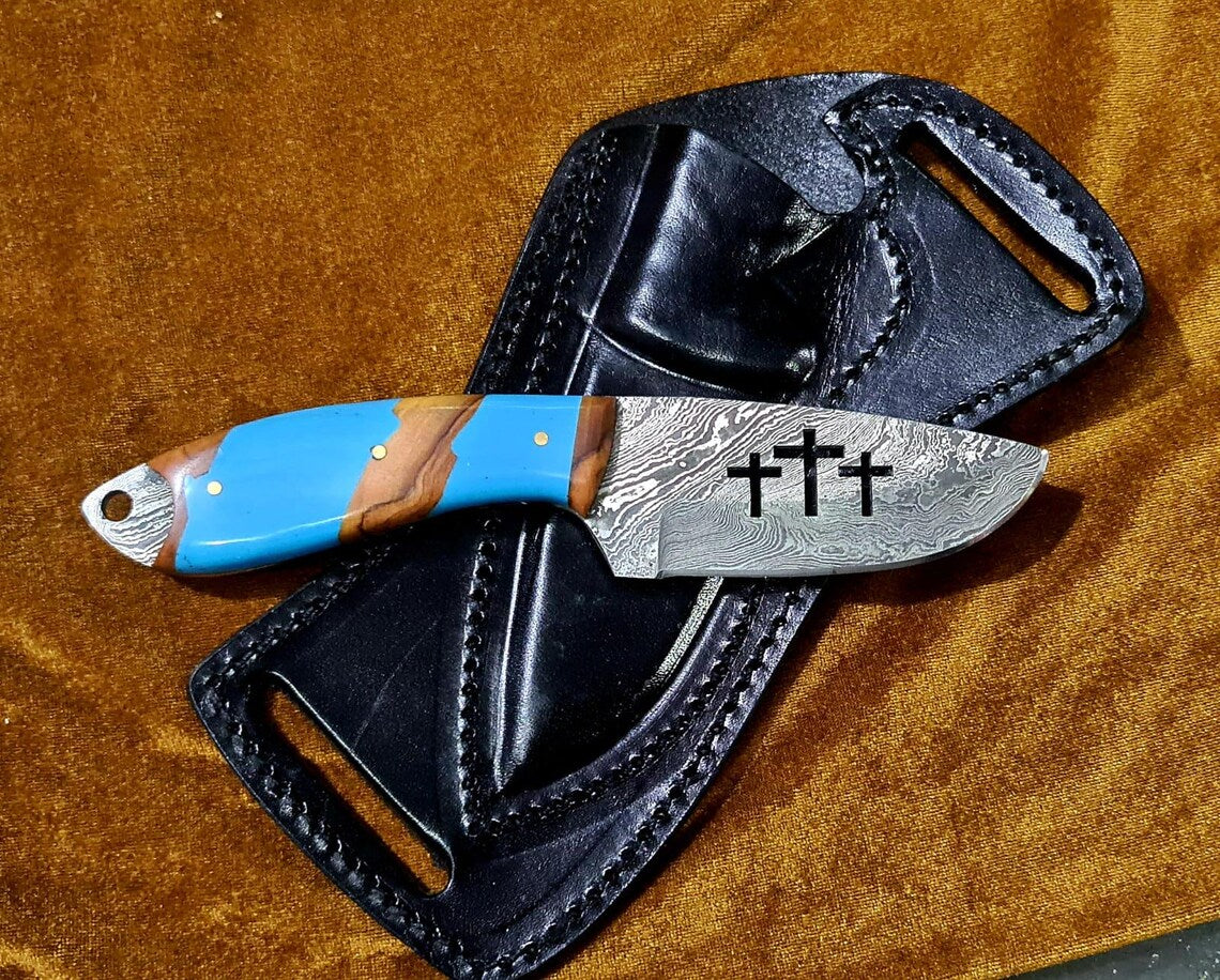 Custom Handmade Bull Sheath Leather Knife with 4.5