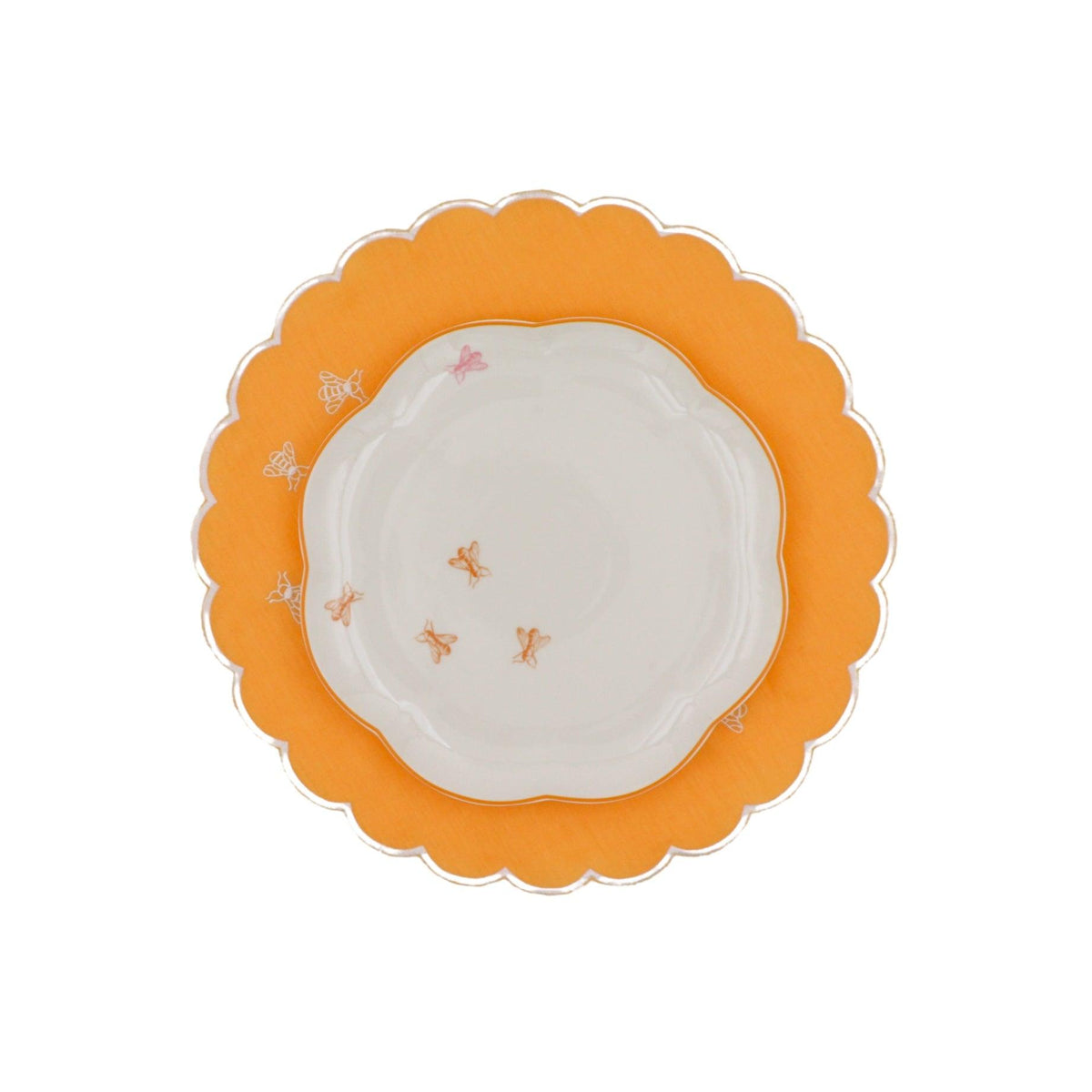Bumble Voyage Scalloped Ceramic Dinner Plates – Case of 12 (+3 Bonus Plates)
