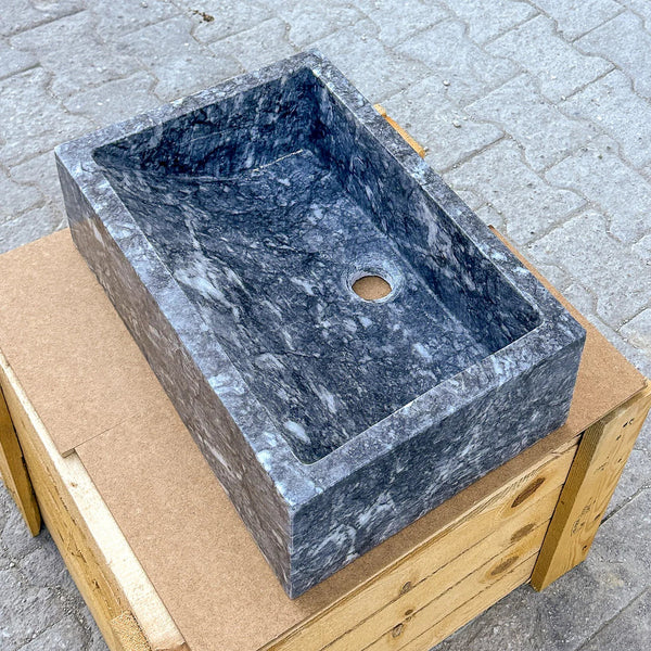 Bursa Gray Marble Rectangular Stone Above Vanity Bathroom Sink Polished (W)12