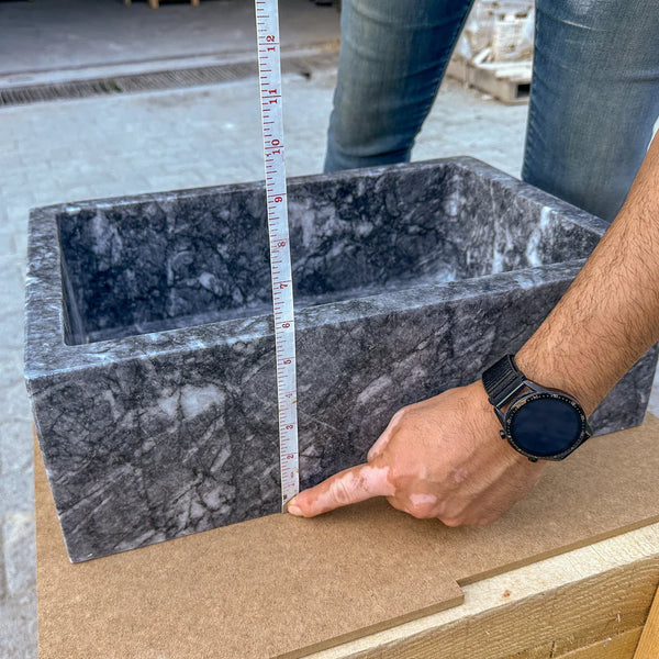 Bursa Gray Marble Rectangular Stone Above Vanity Bathroom Sink Polished (W)12