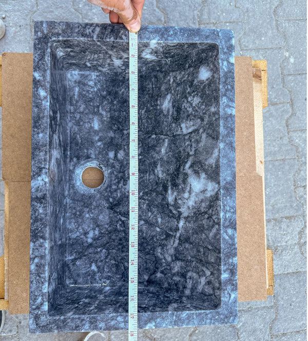 Bursa Gray Marble Rectangular Stone Above Vanity Bathroom Sink Polished (W)12