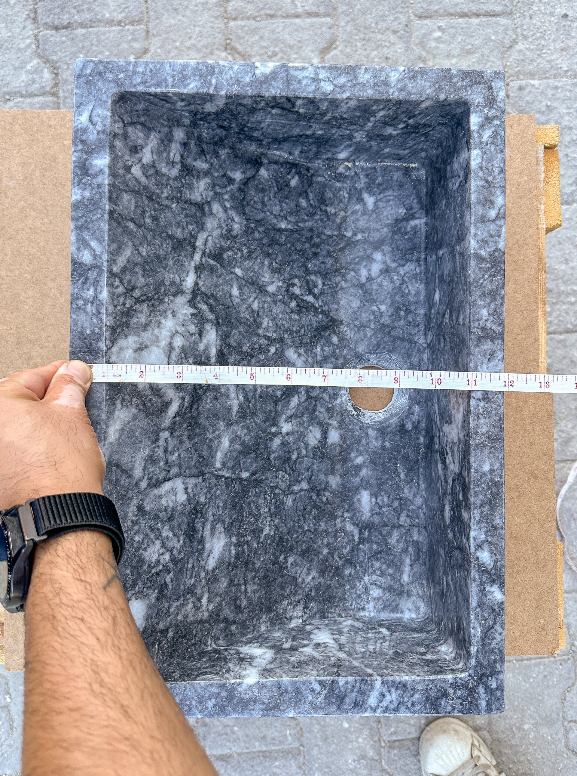 Bursa Gray Marble Rectangular Stone Sink Polished (W)12