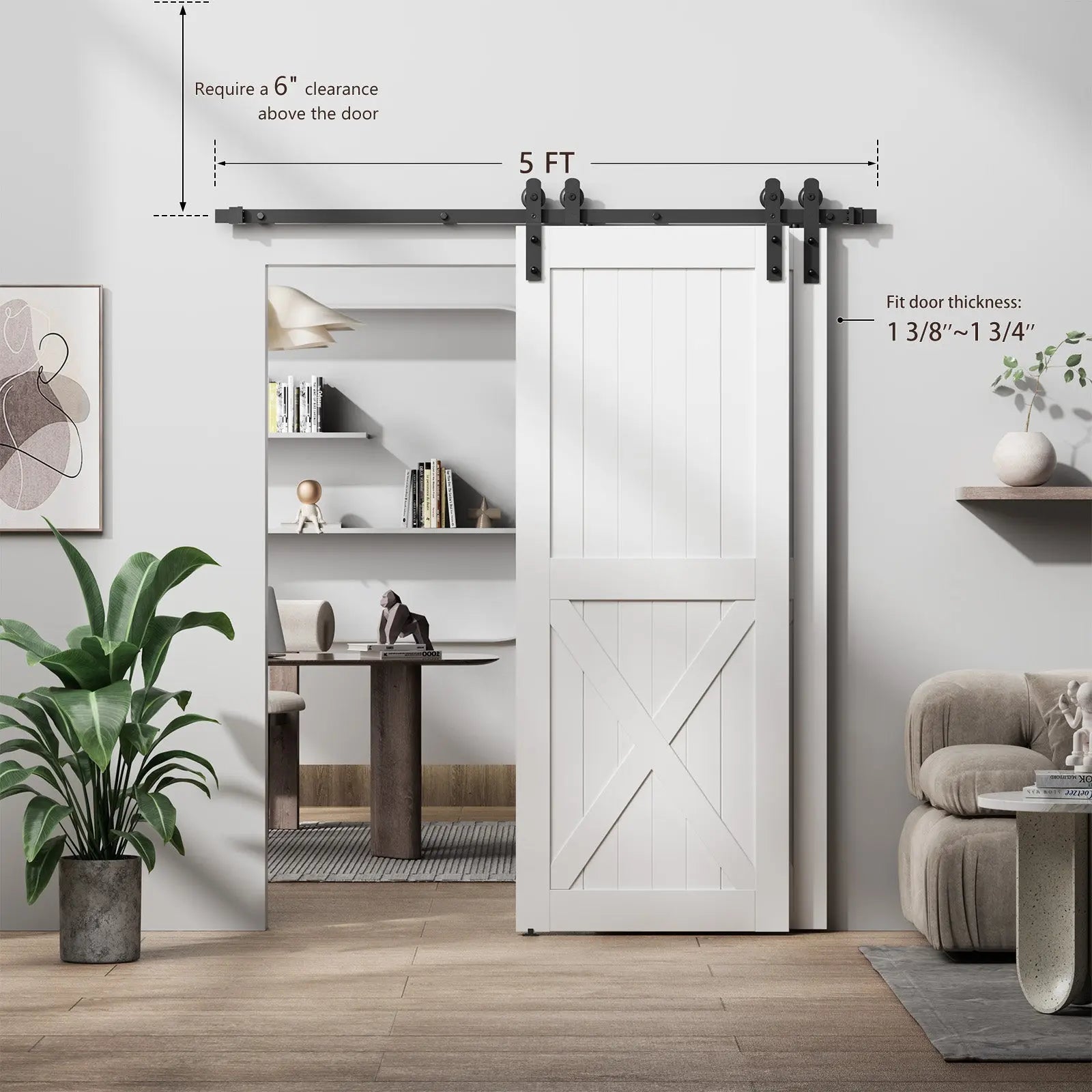 Bypass Sliding Barn Door Hardware Kit Basic I Pulley (No Door)