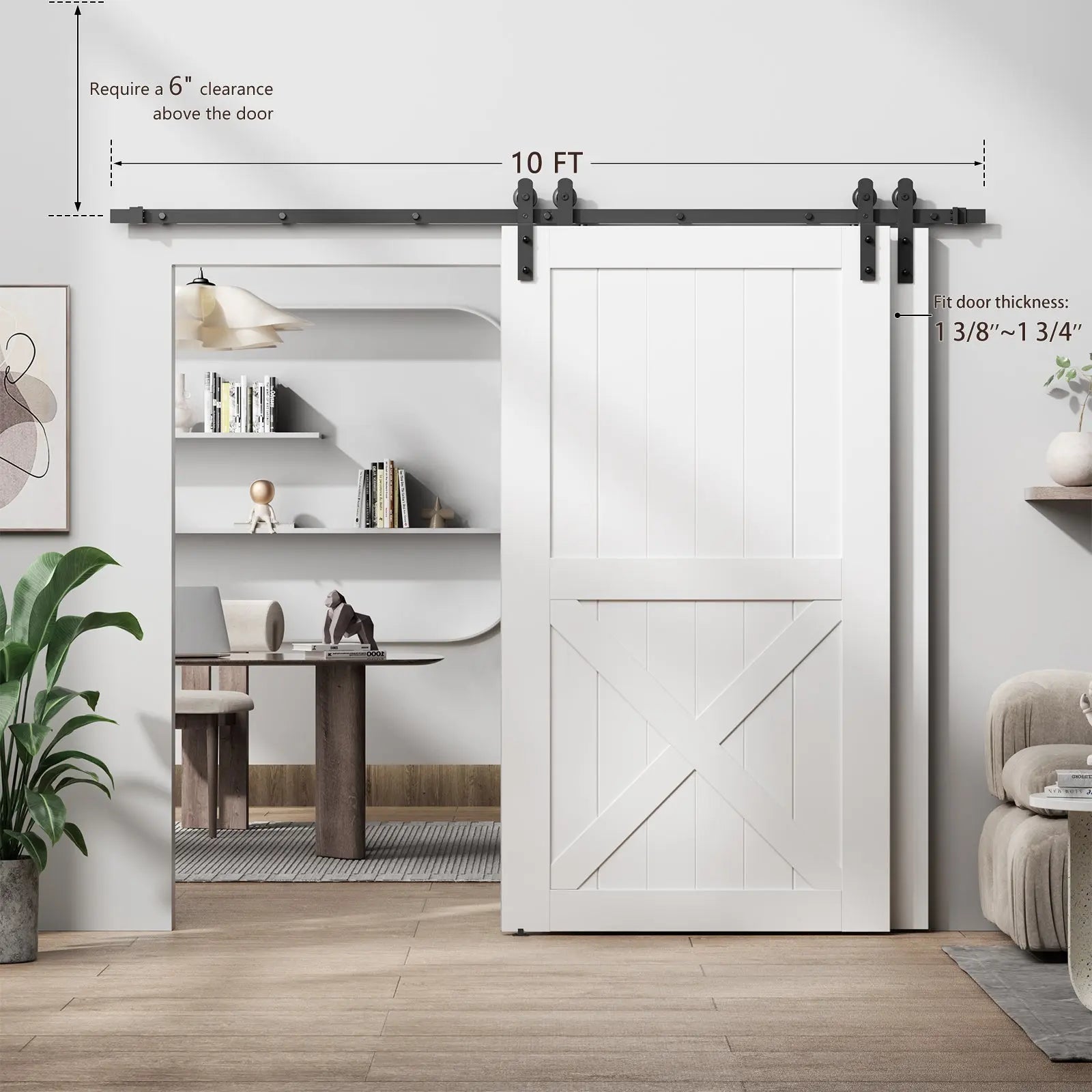 Bypass Sliding Barn Door Hardware Kit Basic I Pulley (No Door)