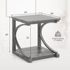 C-shaped 24 Inch 2 Tier Square End Table Sofa Side Table-Grey - Gray